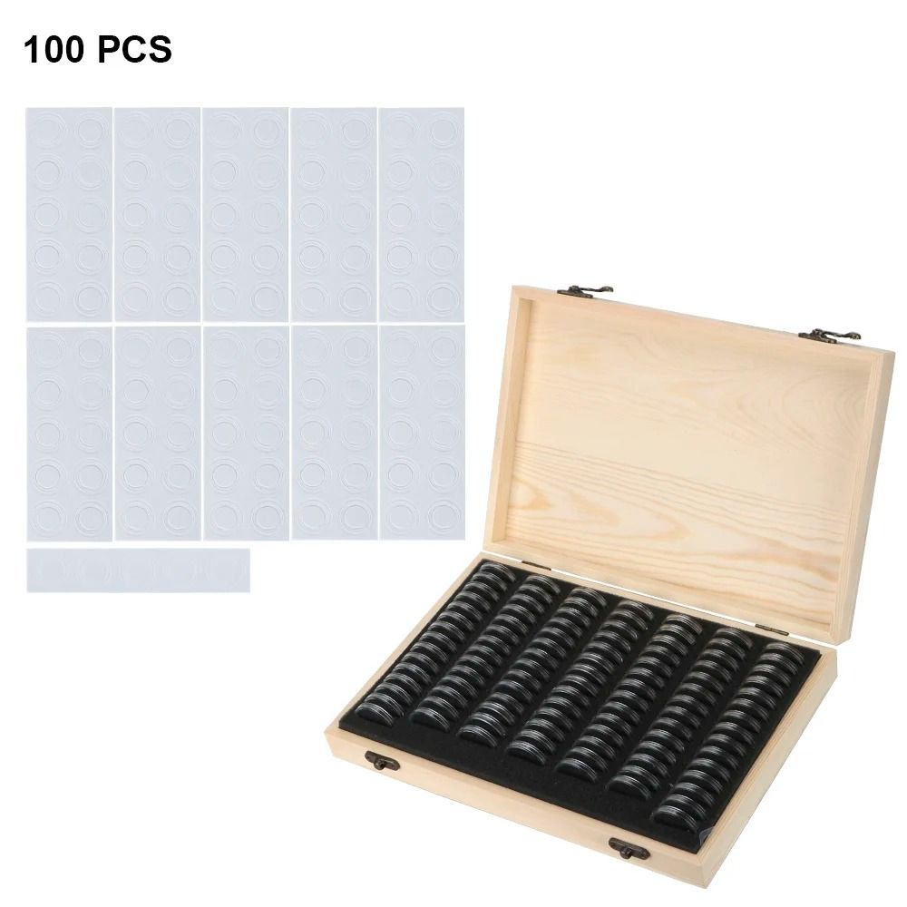 Premium Wooden Coin Storage Box With Adjustable Capsules And Display Case 4