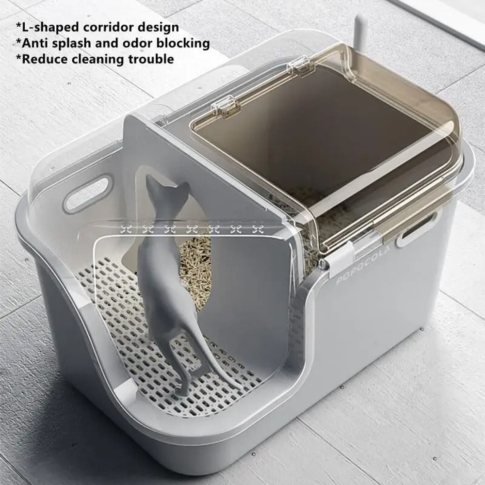 Large Enclosed Cat Litter Box With Corridor Design And Lid 5