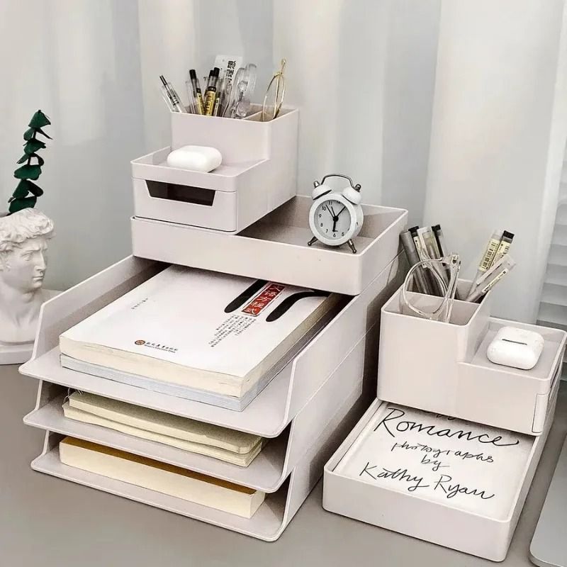 Multi Layer Desktop File Storage Rack With Drawer Organizer 5