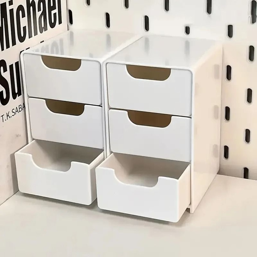 3 Tier Cosmetic Organizer Plastic Storage Box With Drawers 0