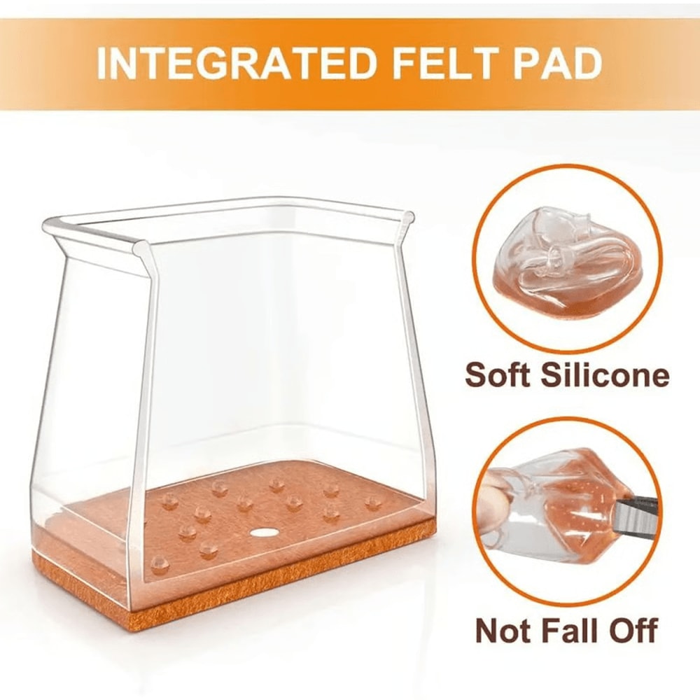 Square Silicone Furniture Pads ScratchResistant Chair Leg Floor Protectors 6