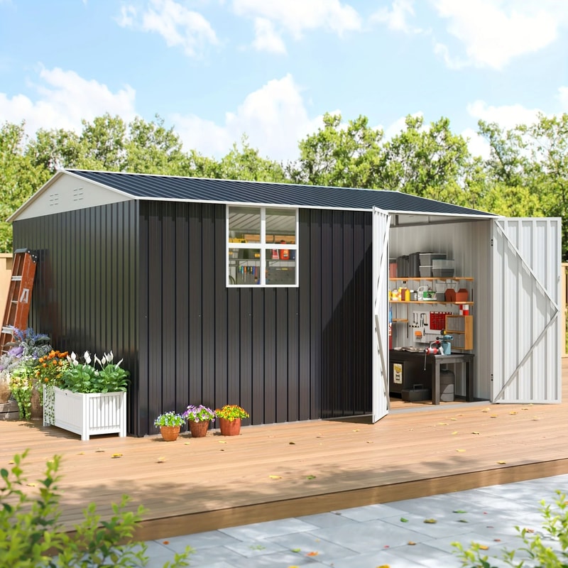 Polar Aurora 10x12 Outdoor Metal Storage Shed With Windows 3