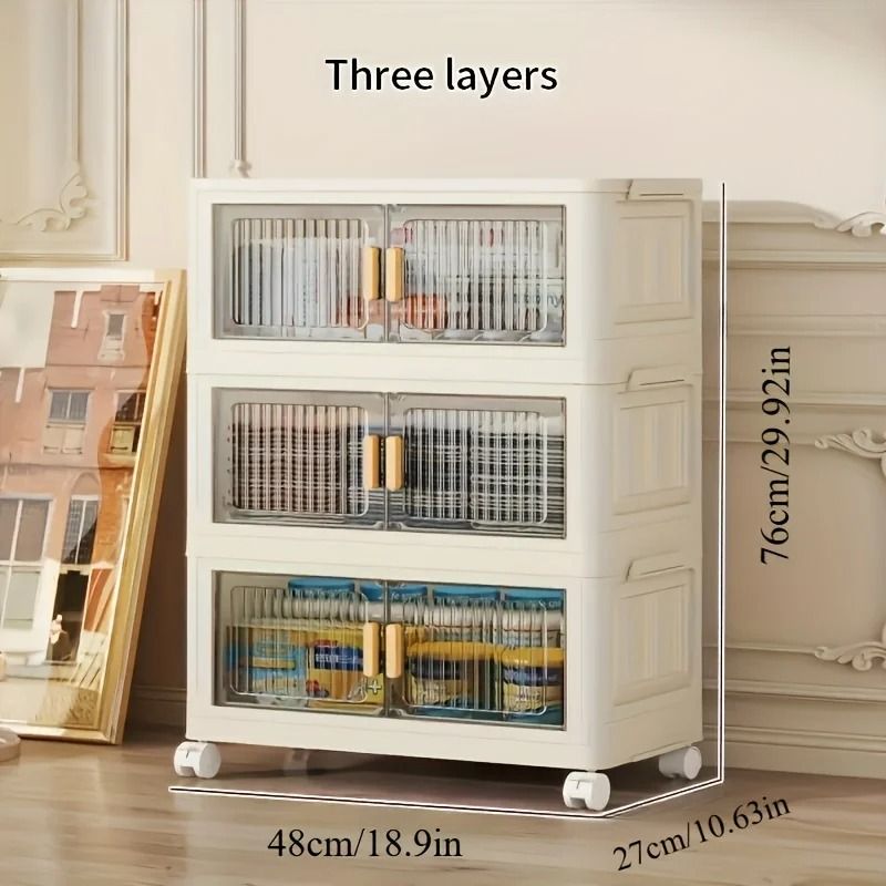 Stackable Plastic Storage Cabinet With Doors And Wheels 1