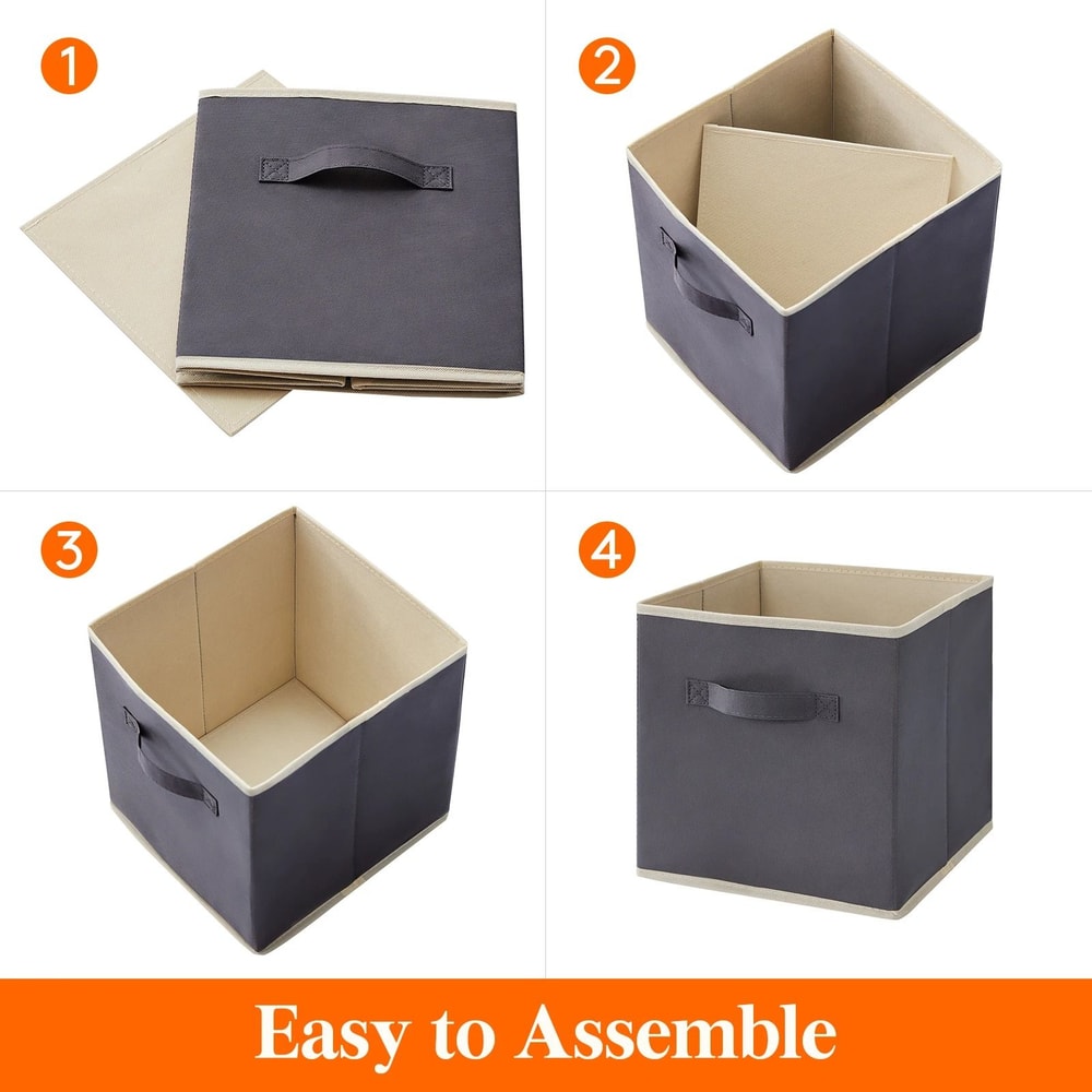 8 Pack Foldable Fabric Cube Storage Bins With Handles 7