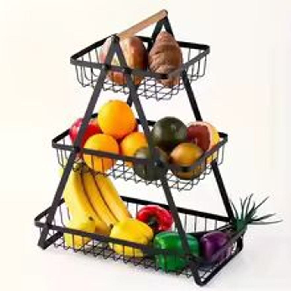 Three Tier Fruit Basket Kitchen Counter Storage Stand 5