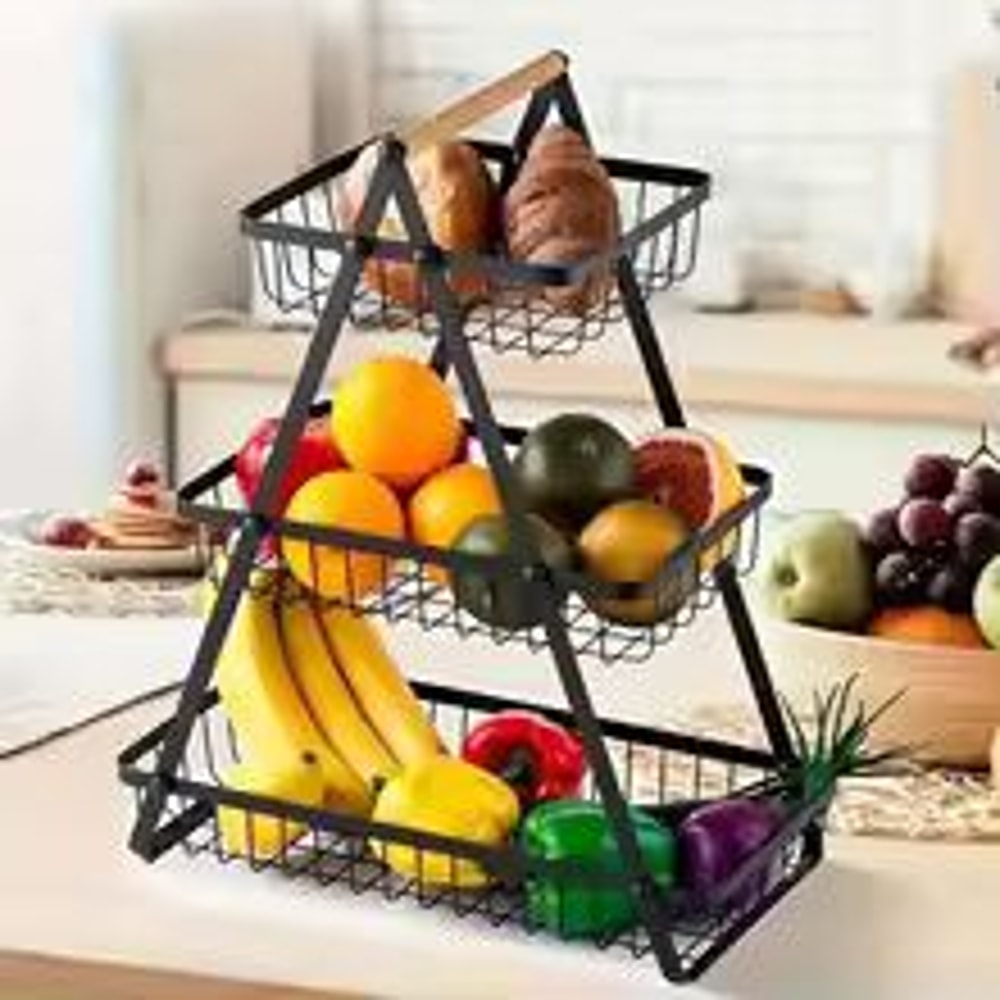 Three Tier Fruit Basket Kitchen Counter Storage Stand 7