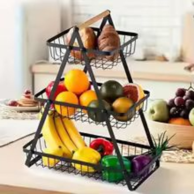 Three Tier Fruit Basket Kitchen Counter Storage Stand 7