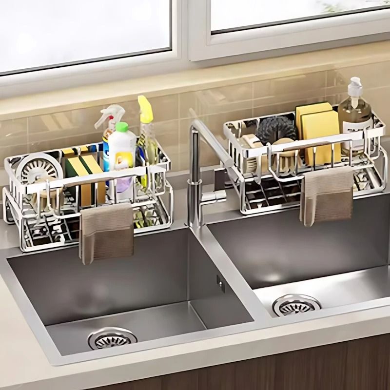 Over Sink Kitchen Organizer With Faucet Mounted Sponge Holder And Drying Rack 3