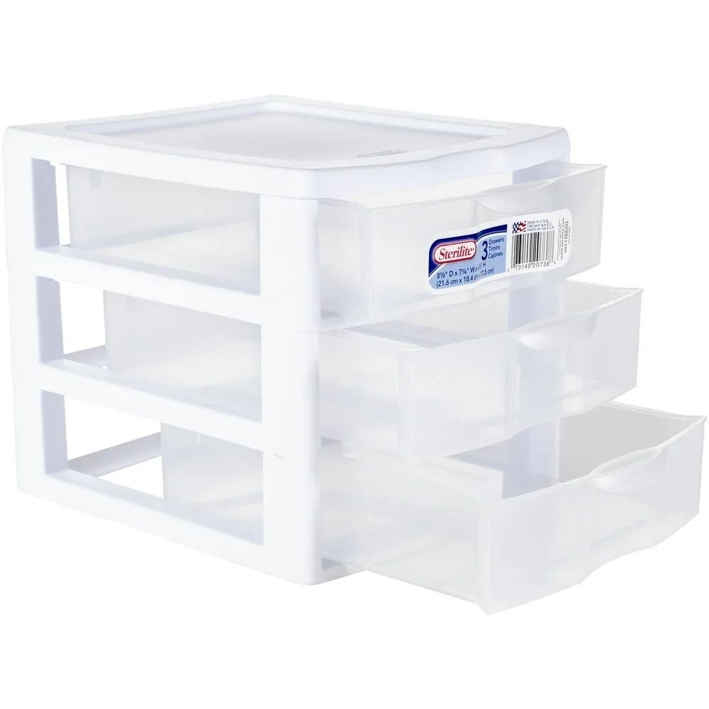 Small 3 Drawer Plastic Storage Unit With Clear Front Drawers 1