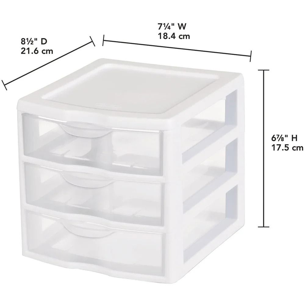 Small 3 Drawer Plastic Storage Unit With Clear Front Drawers 4