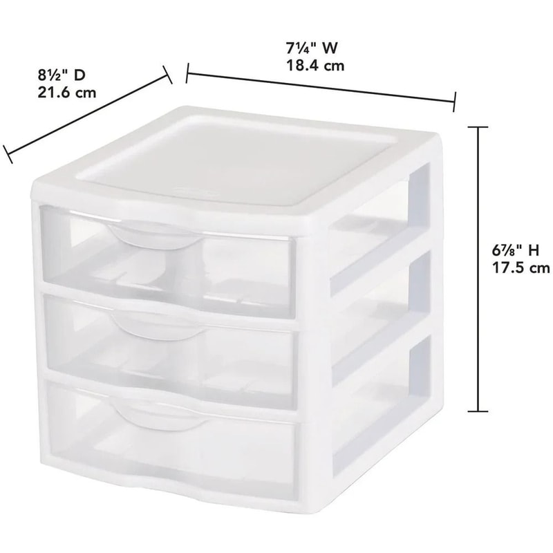 Small 3 Drawer Plastic Storage Unit With Clear Front Drawers 4