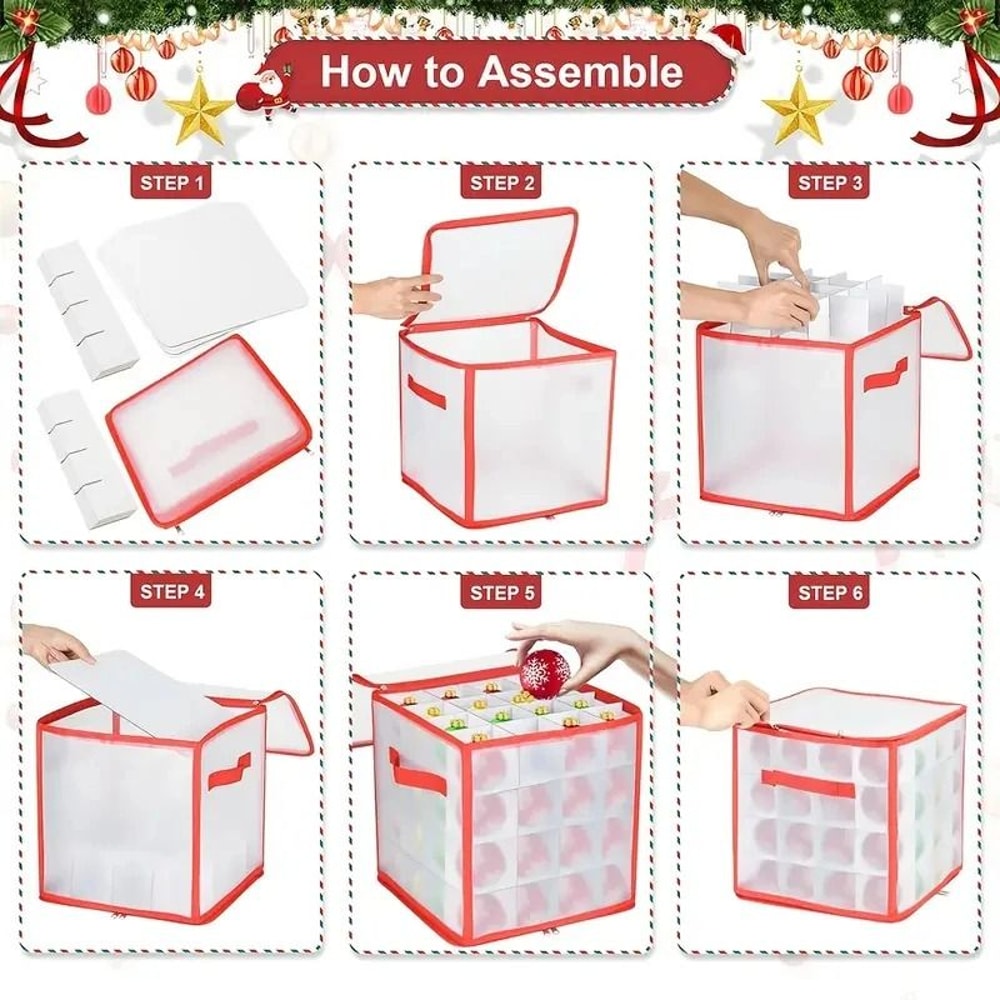 4 Tier Christmas Ornament Storage Box With Clear Dividers 6