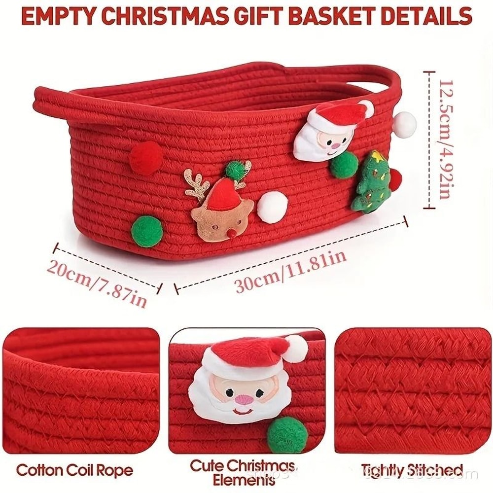 Red Open Top Christmas Gift Basket And Holiday Storage Organizer 8
