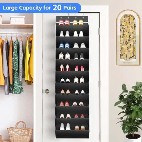 10 Tier Over the Door Shoe Organizer with Deep Pockets