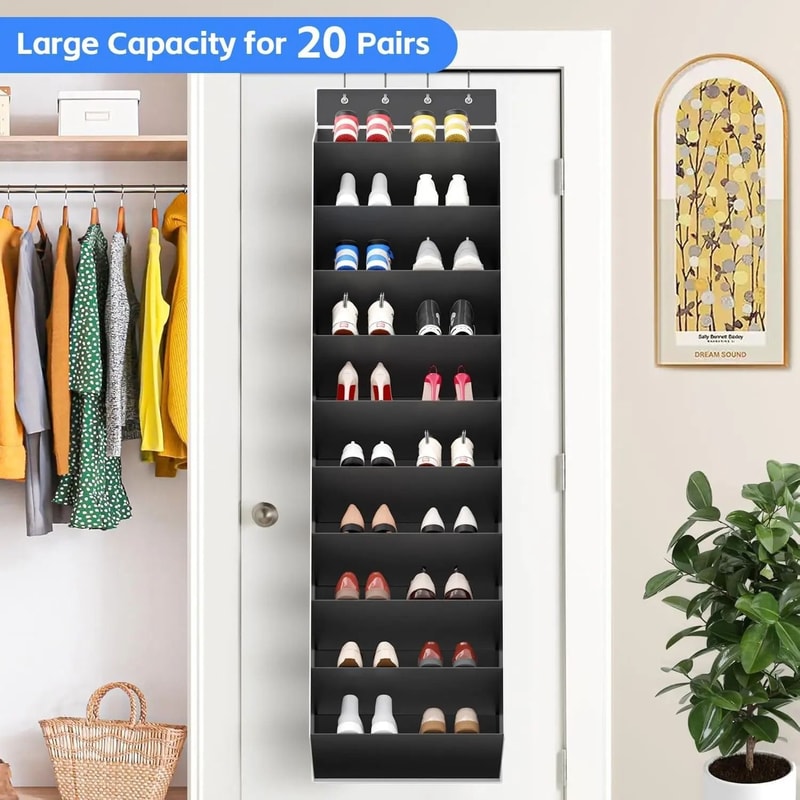 10 Tier Over The Door Shoe Organizer With Deep Pockets 0