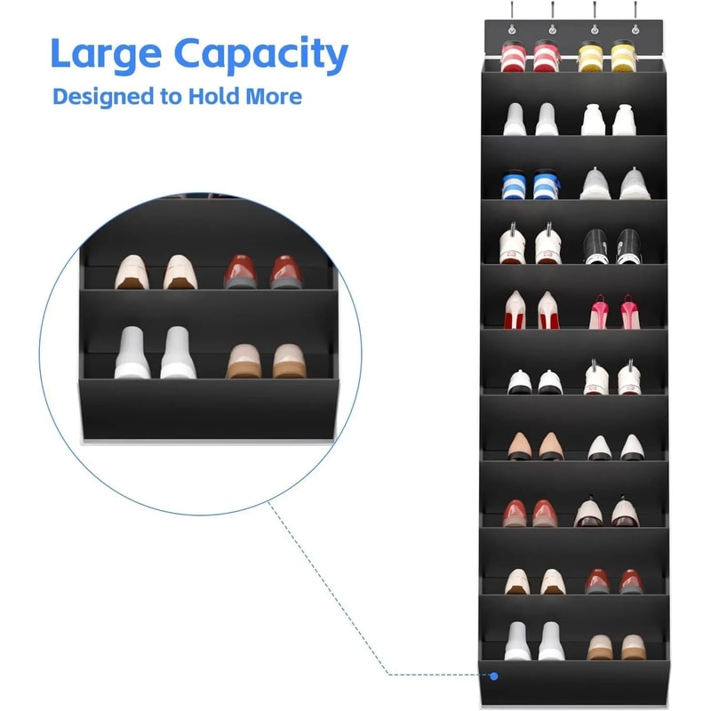 10 Tier Over The Door Shoe Organizer With Deep Pockets 5