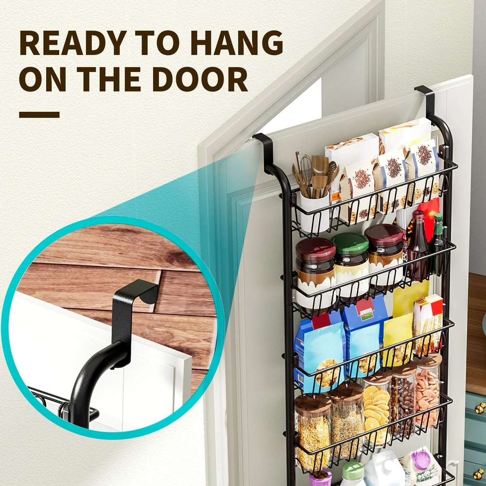 Multi Layer Door Hanging Storage Basket Punch Free Organizer 6