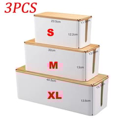 wooden cable management box for power strips and cords