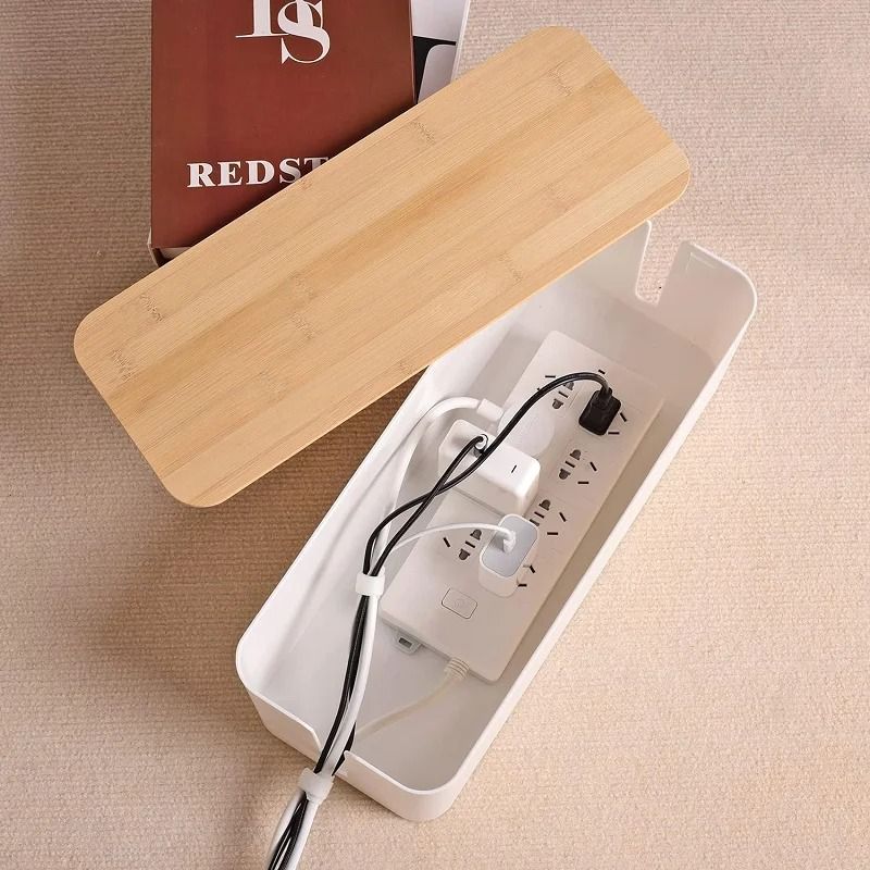 Wooden Cable Management Box For Power Strips And Cords 12