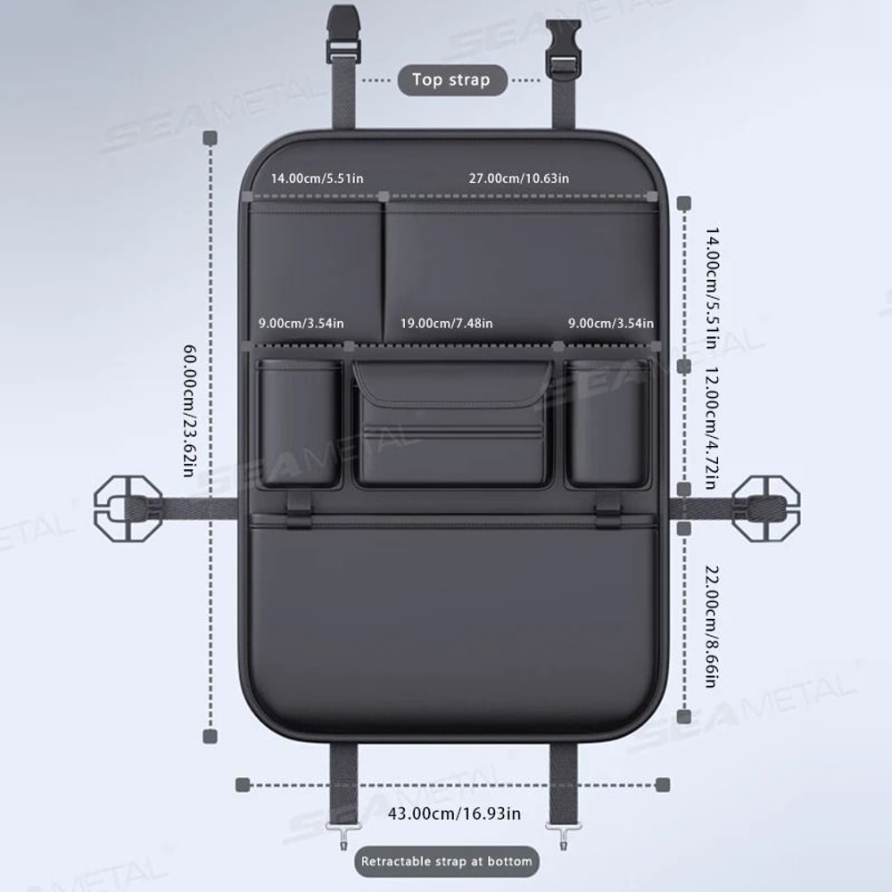 SEAMETAL 6 Pocket Car Seat Back Organizer With Cup Holder 1