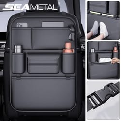 seametal 6 pocket car seat back organizer with cup holder
