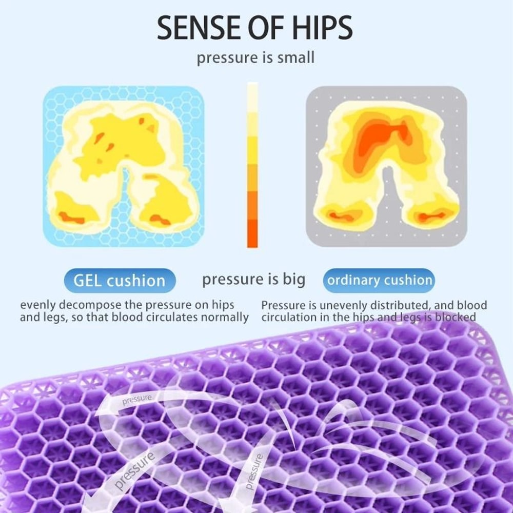 Breathable Honeycomb Gel Seat Cushion For Pressure Relief And Tailbone Support 5