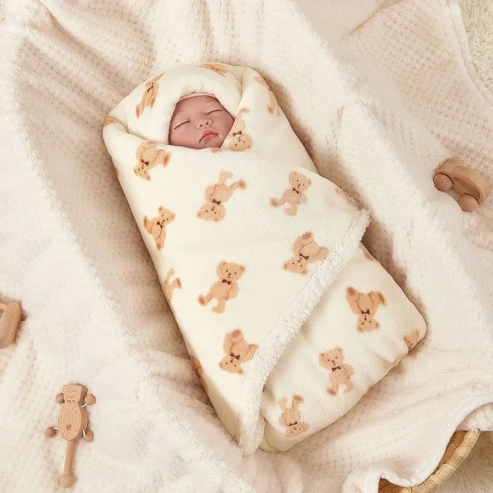 Winter Baby Swaddle Wrap Flannel Fleece Blanket 0