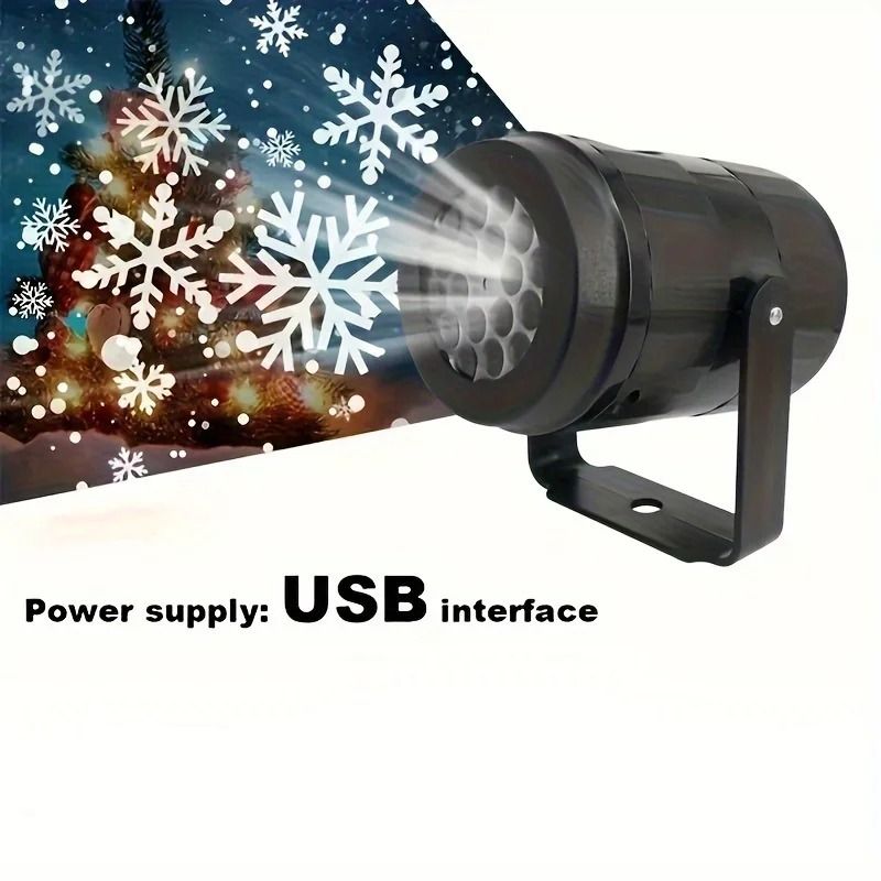 USB LED Snowflake Projection Light With Rotating Winter Effect 3