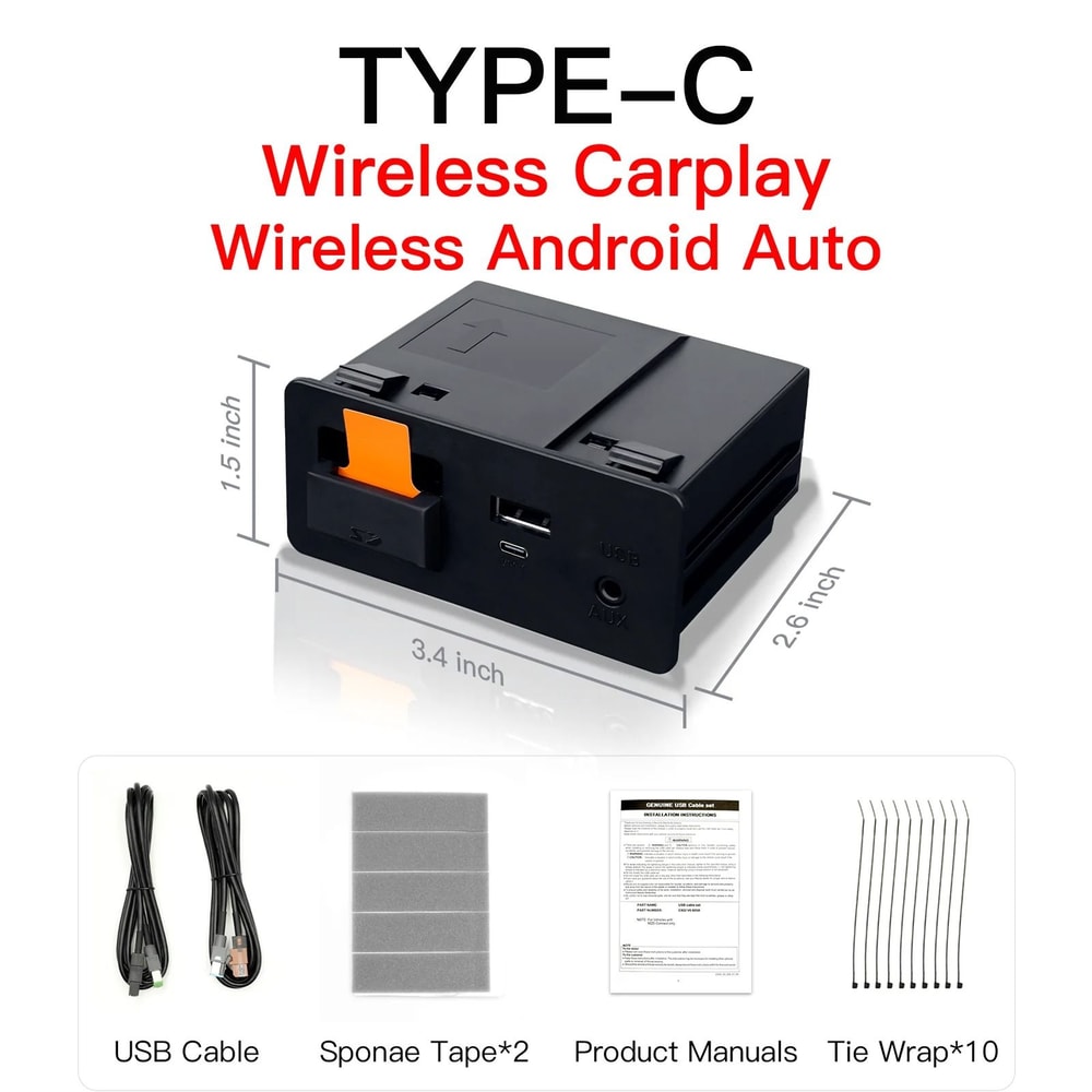 OEM Wireless CarPlay And Android Auto Adapter For Mazda With Type C USB Hub 3