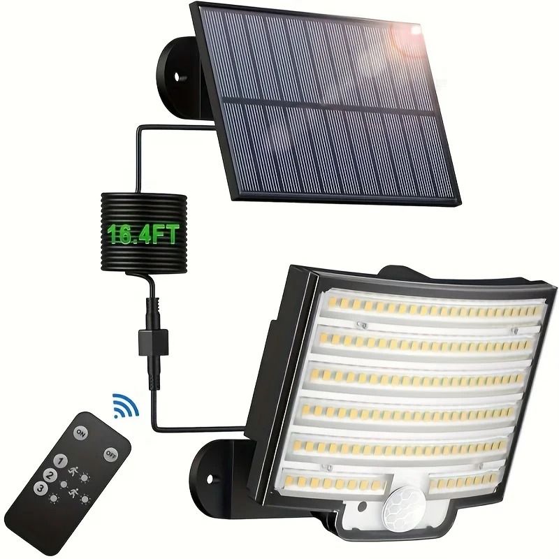 Solar LED Motion Sensor Security Flood Light With Remote 0