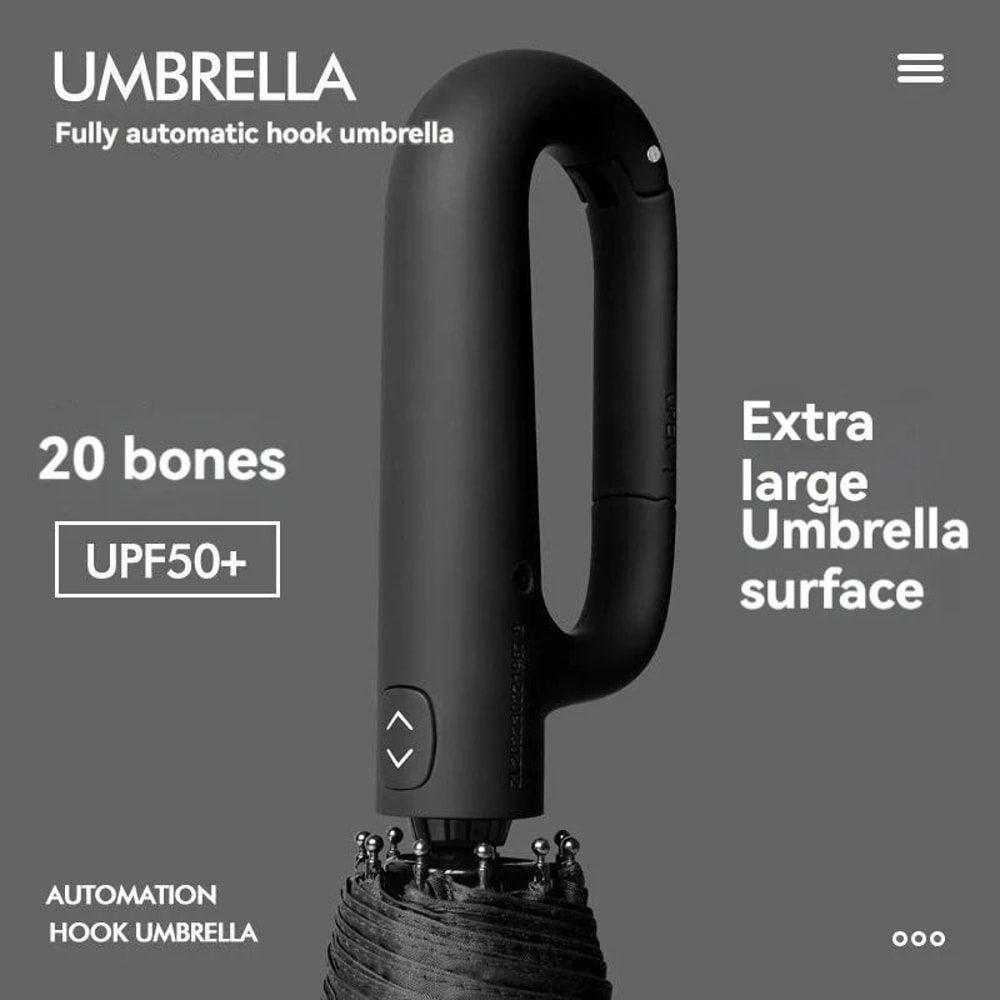 Extra Large Fully Automatic Folding Umbrella With Ring Buckle Handle 7