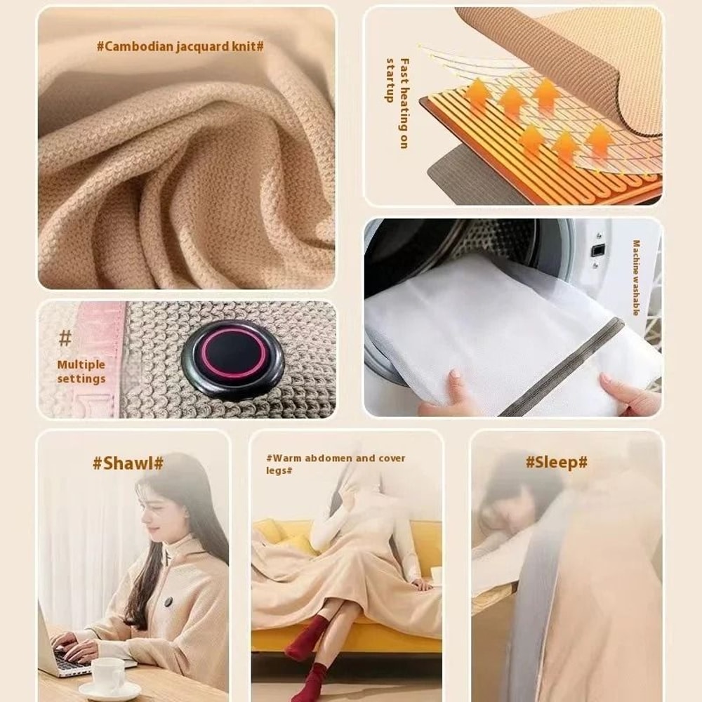 USB Wearable Electric Heated Shawl Blanket For Cozy Comfort 6
