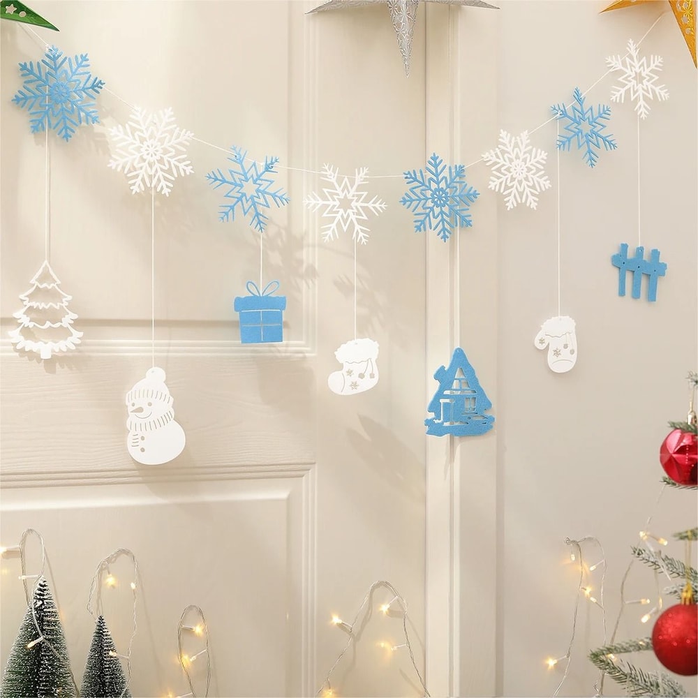 Cute Cartoon Snowflake Christmas Party Background Banner Set 8