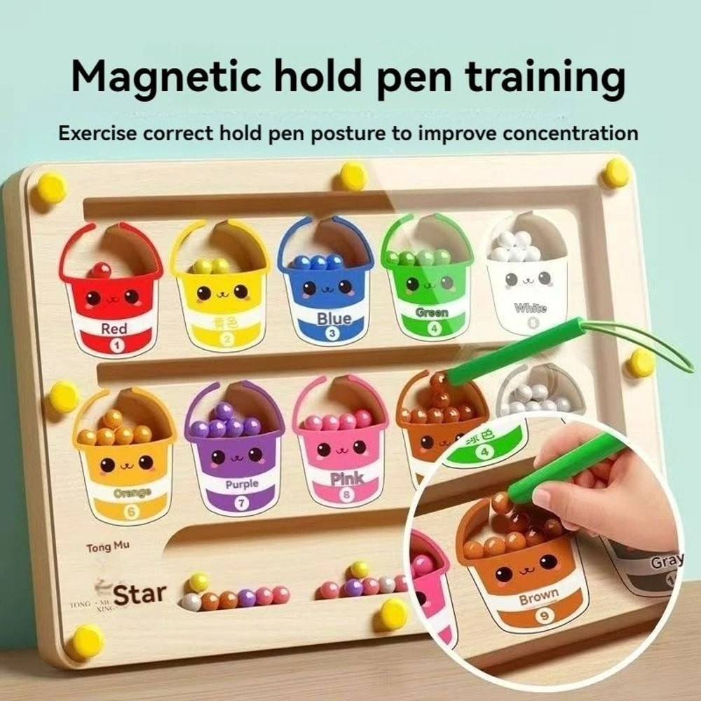 Magnetic Maze Walking Ball Early Education Puzzle Board 0