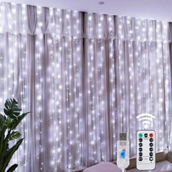 usb led curtain string lights with remote 8 lighting modes