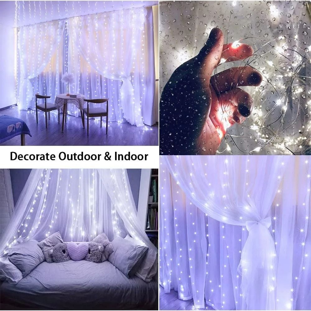 USB LED Curtain String Lights With Remote 8 Lighting Modes 5