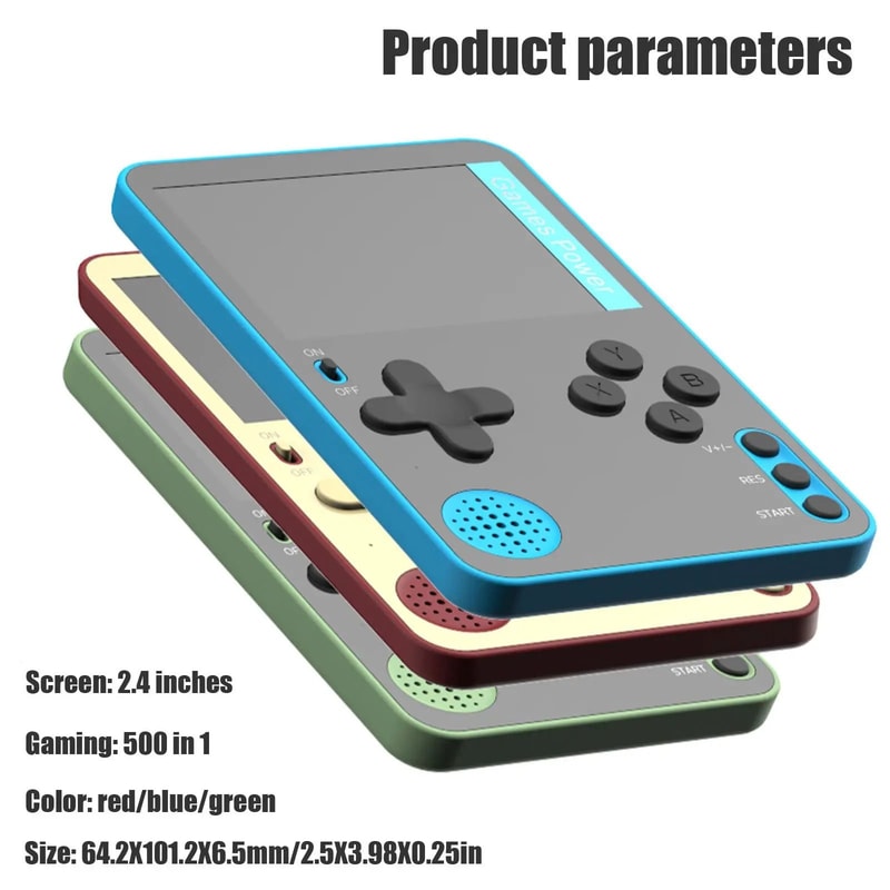 Retro Handheld Game Console With 500 Classic Games LCD Rechargeable 7