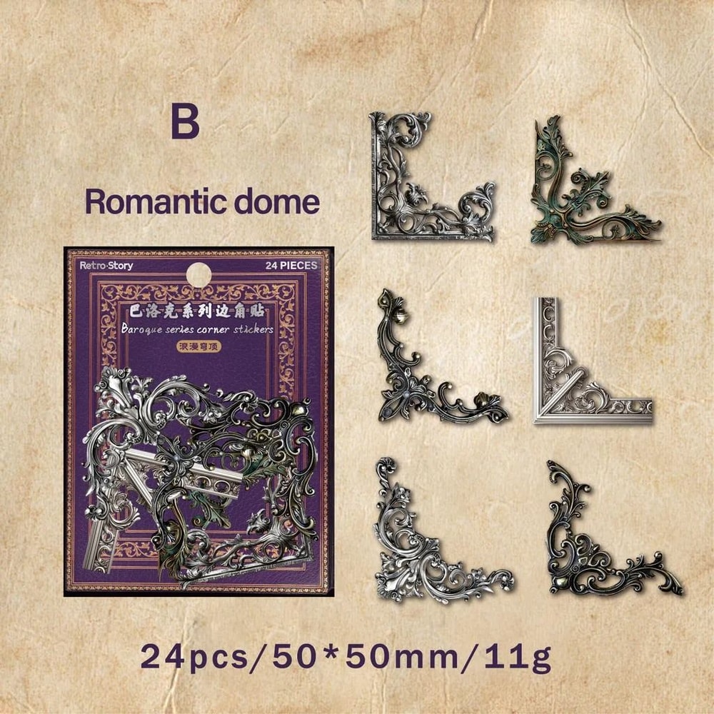 Vintage Corner Stickers Retro Hollow Photo Frame Scrapbooking Set 24 Pack 2