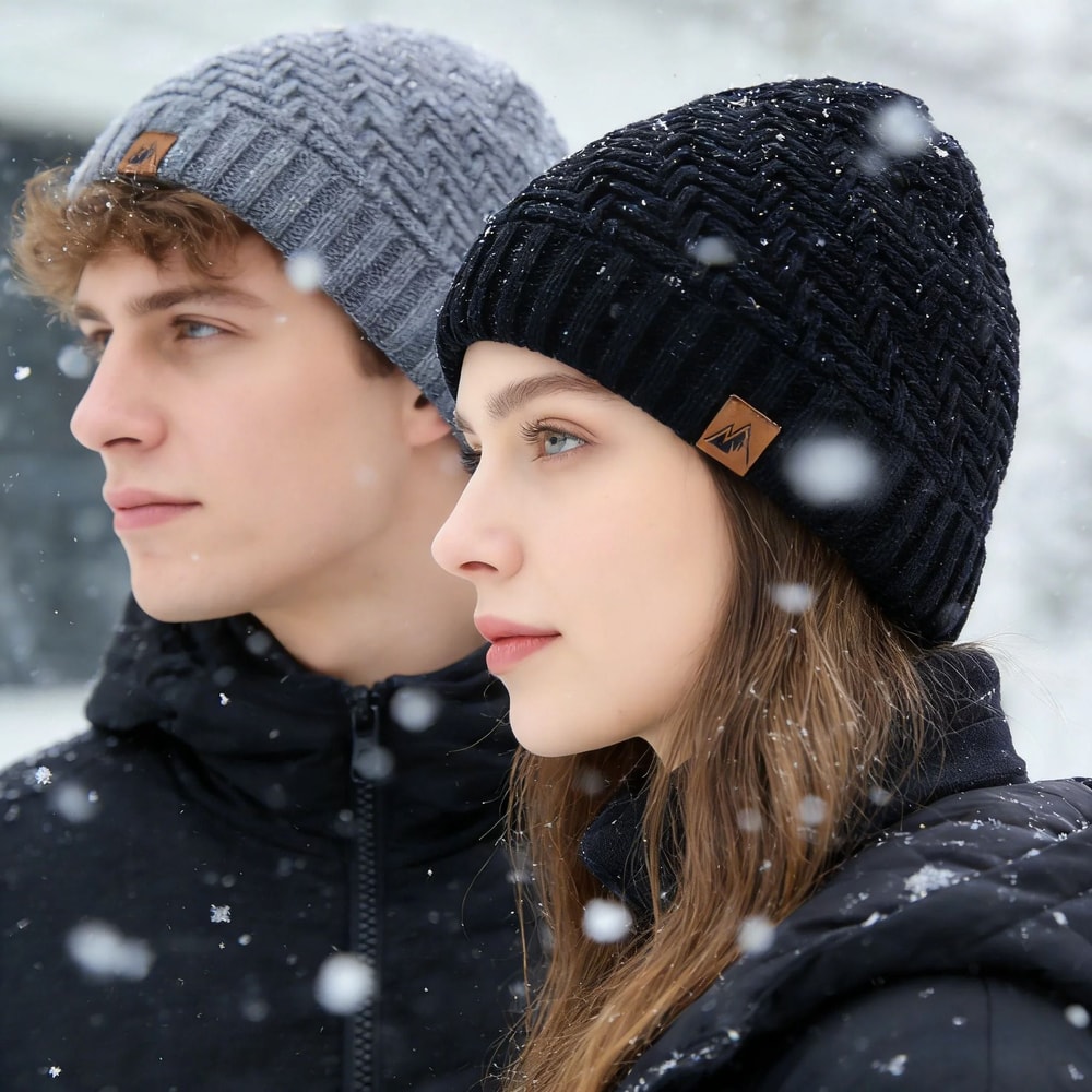 Unisex Winter Beanie Hat With Plush Fur Lining 0
