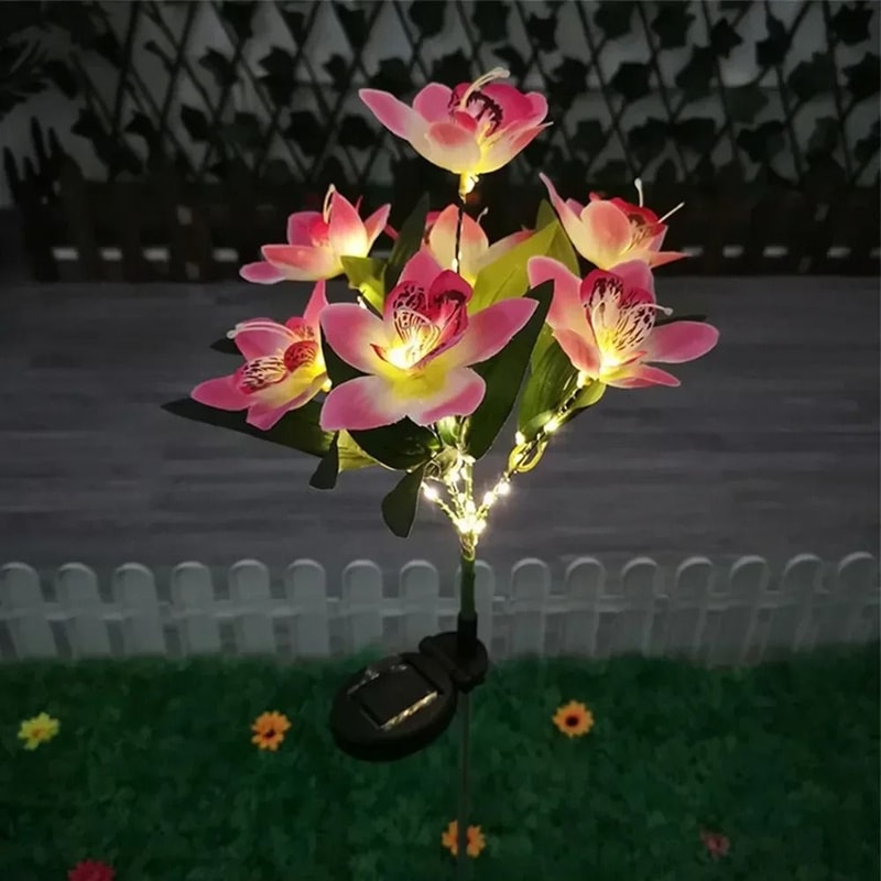 Solar Orchid Flower Lights Waterproof LED Garden Decor For Patio And Lawn 5