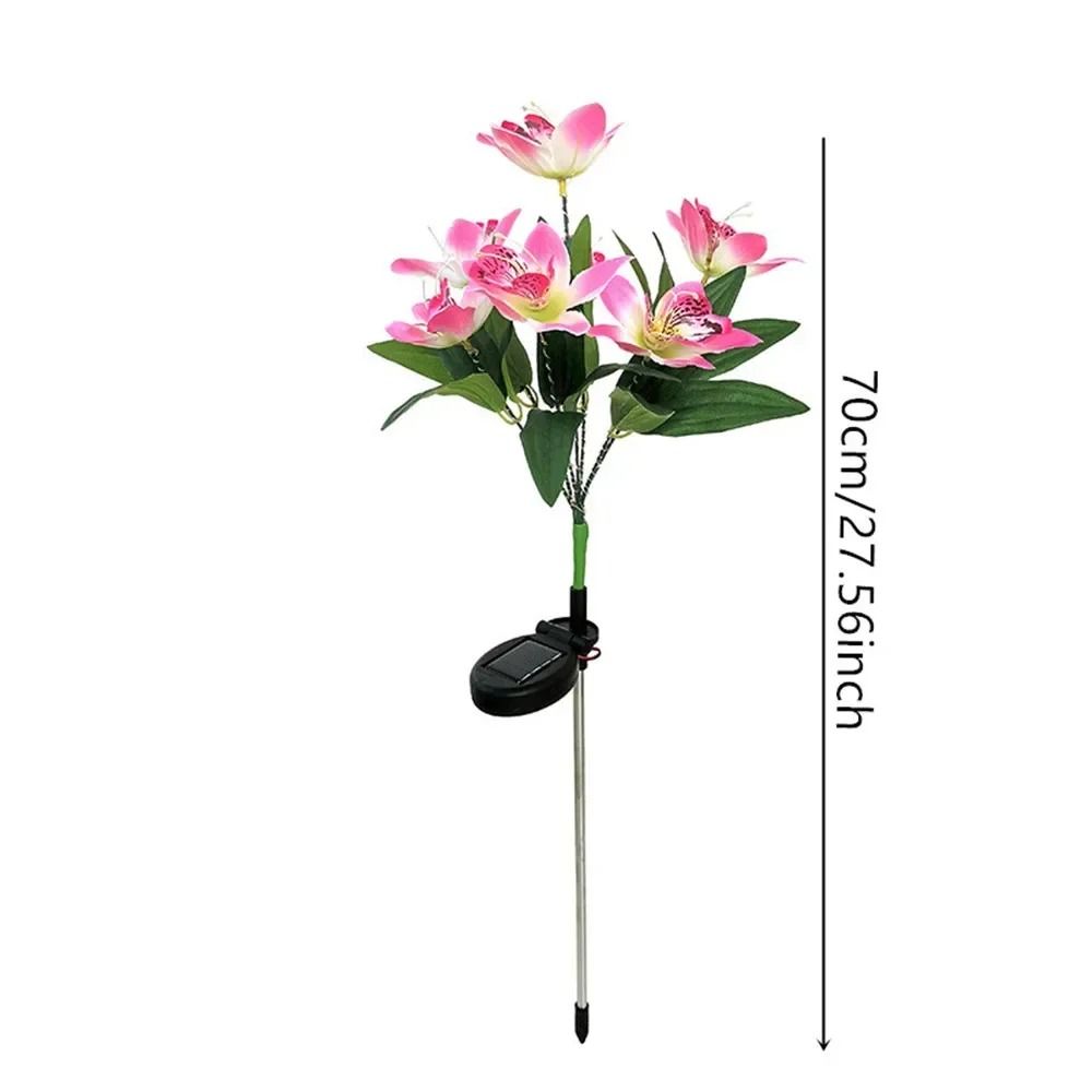 Solar Orchid Flower Lights Waterproof LED Garden Decor For Patio And Lawn 8