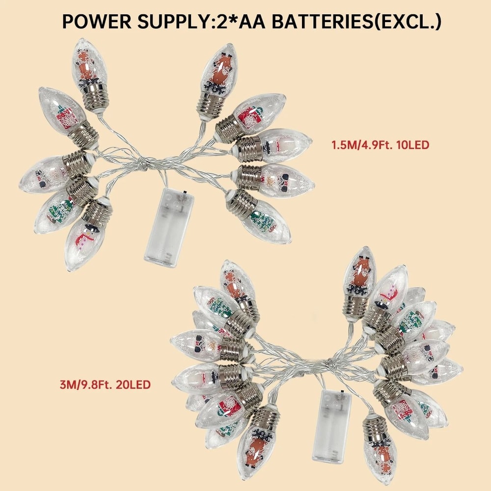 Christmas Snowball LED String Lights Battery Powered Holiday Decor 3