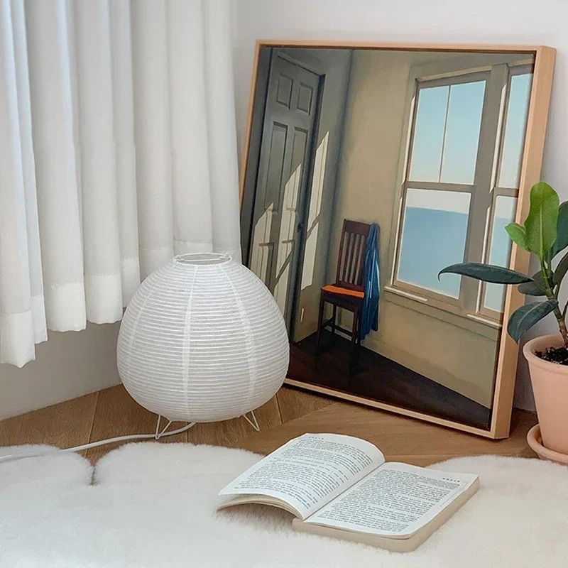 Japanese Rice Paper LED Table Lamp Minimalist Bedside Lantern Light 7