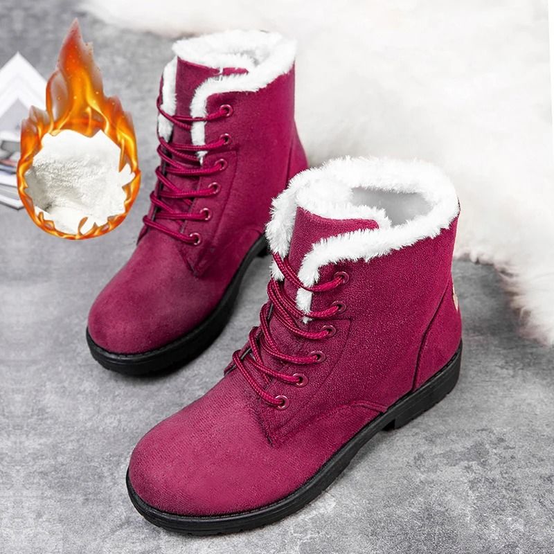 Womens Snow Platform Boots Plush Fur Lined Winter Shoes 5