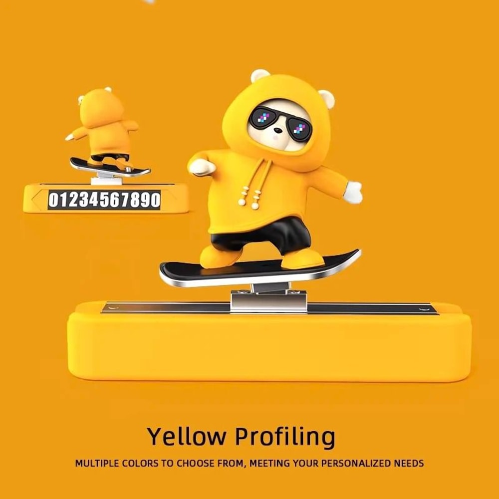 Magnetic Skateboard Bear Dashboard Decoration With Parking Number Plate 7