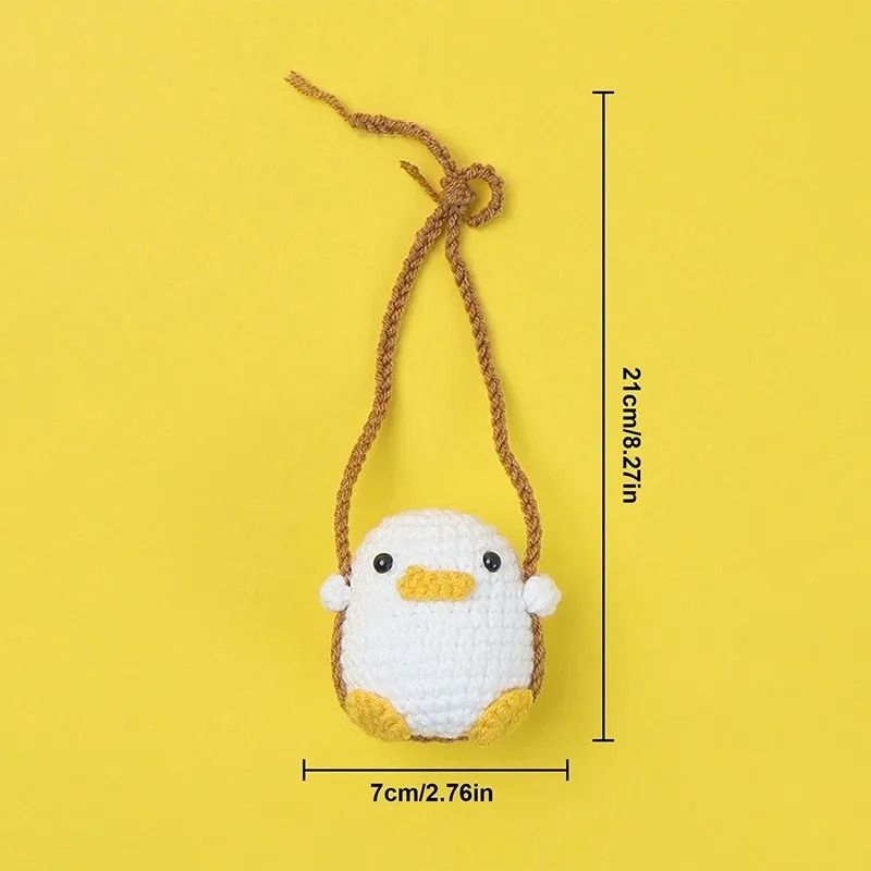 Cute Crochet Animal Rearview Mirror Car Pendant Duck Or Frog 3