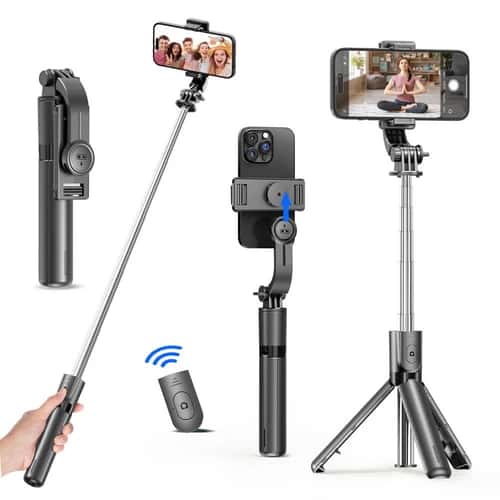 360 Degree Selfie Stick Tripod with Bluetooth Remote and Fill Light