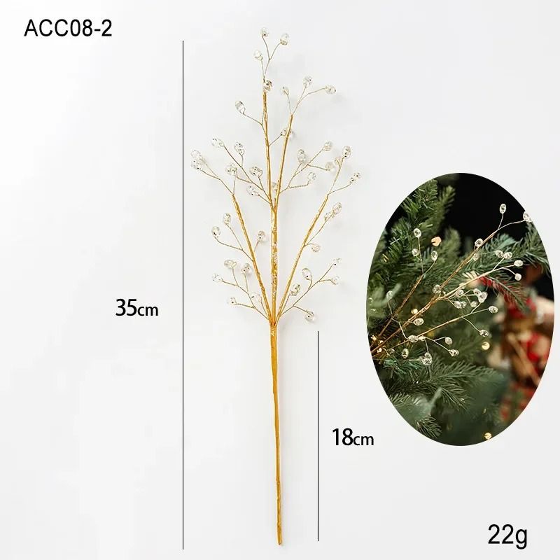 Crystal Bud Branch Christmas Tree Picks Acrylic Beaded Flower Decor 2