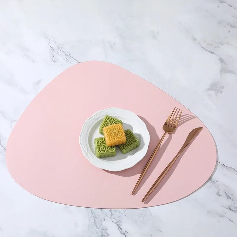 Nordic Triangle Leather Placemat Set Heat Resistant Non Slip Modern Dining Table Mat 10