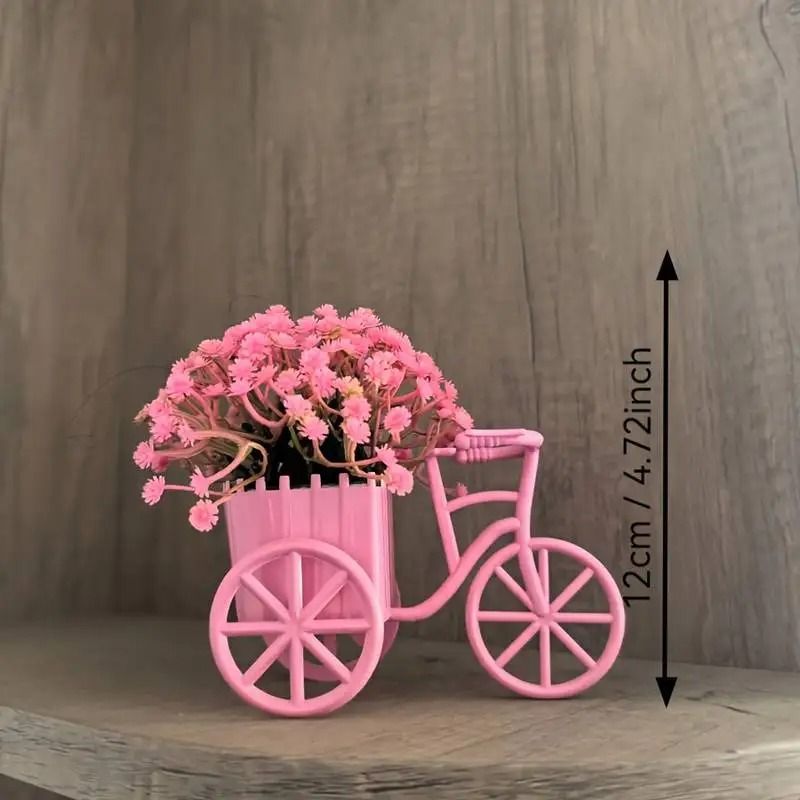 Light Luxury Bicycle Flower Basket Decor With Artificial Flower Arrangement For Desktop And Shelves 3